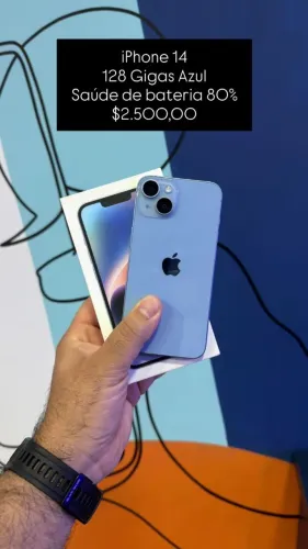 Seminovo: iPhone 14 128GB Azul - Bateria 80% - Impecavel | Loja Fisica