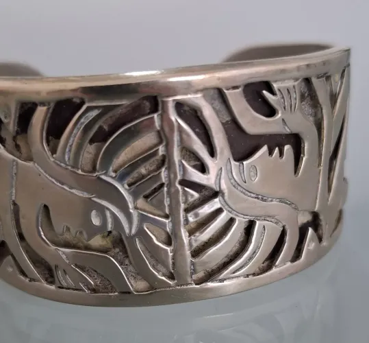 Pulseira antiga mexicana de alpaca
