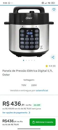 Panela pressão elétrica 