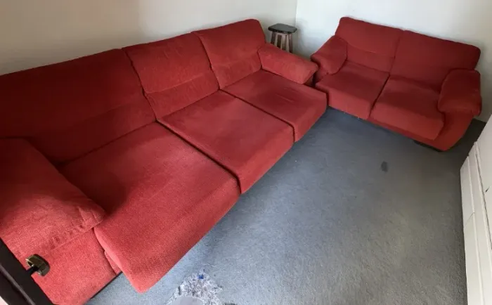 Jogo de Sofá 2 e 3 lugares, CHENILLE VERMELHO - Retratil 2,30X0,90 o de 3 lugares