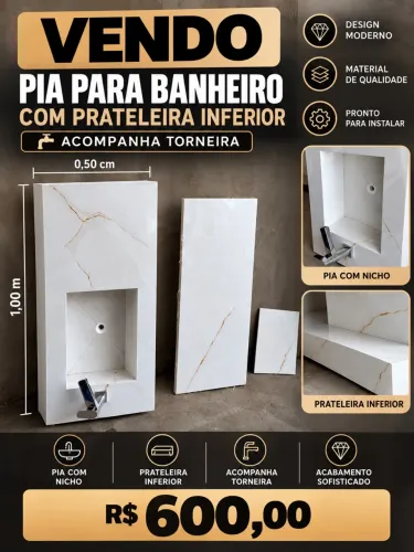 Pia porcelanato única unidade