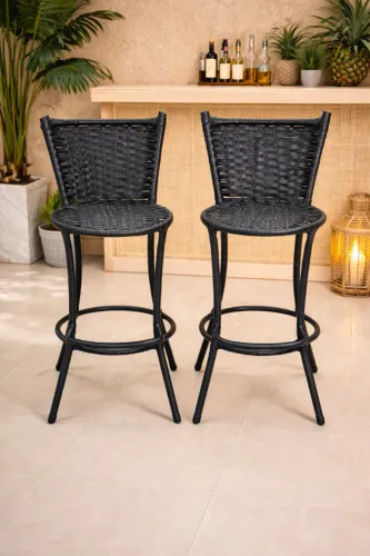 Kit 2 Banquetas Altas 70cm de Fibra / Vime - Novas