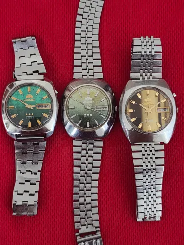 Lote 3 Relógios Orient 3 estrelas Automáticos Sunburst Anos 70