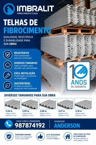 Telhas de fibrocimento imbralit diversos tamanhos