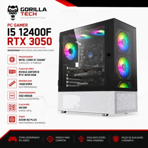 PC Gamer i5 12400F RTX 3050, 16GBs SSD 480GB