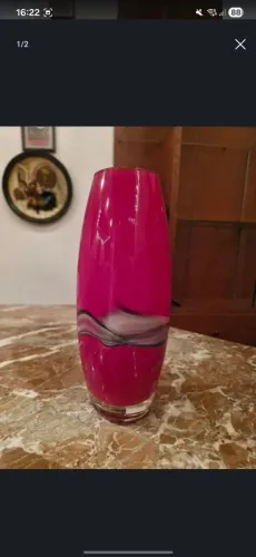 VASO DE VIDRO MURANO ARTISTICO CRANBERRY.