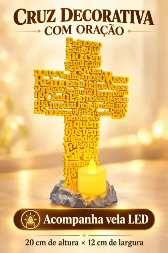 Cruz decorativa com oração Pai Nosso