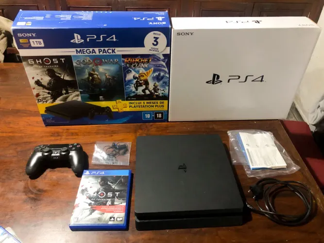 Ps4 Slim 1TB Com Caixa Controle e Jogo