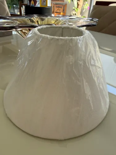 Cúpula para Abajur tecido bege boca larga 25cm