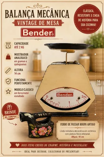 Balança Mecânica de Mesa | Marca Bender | Vintage | Funcionando Perfeitamente | + Brinde