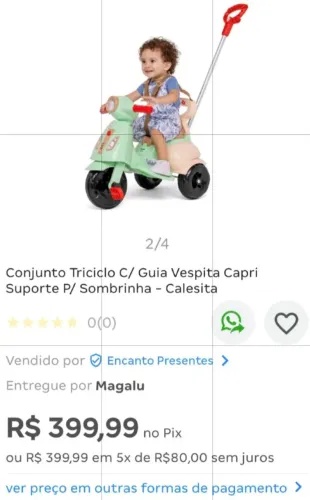 Triciclo calesita até 30kg 