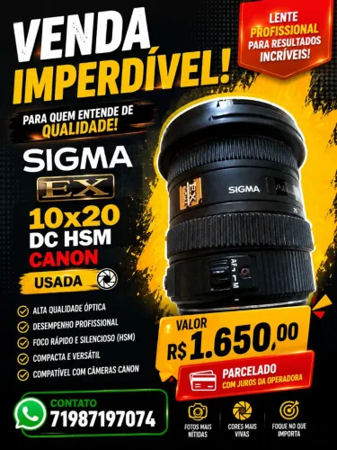 Vendo Lente Ex Sigma 10x20 usada em perfeito estado de conservação. 