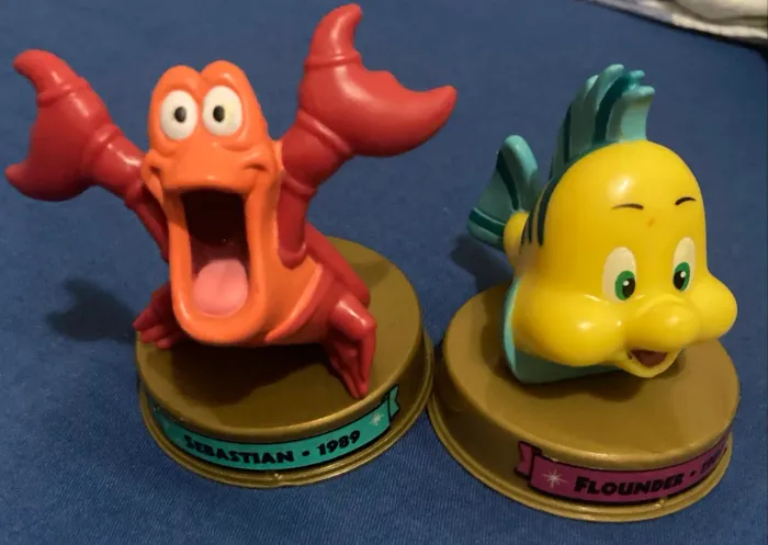Sebastião e Linguado (Pequena Sereia) importada McDonalds 2002/100 anos Disney