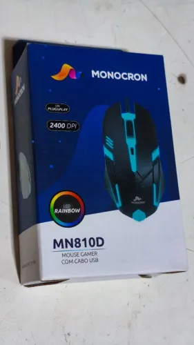 Mouse Gamer Óptico USB Monocron MN810D com LED Rainbow 2400 DPI
