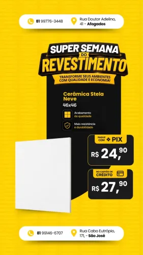Cerâmica 46x46 Neve Stela Tipo A