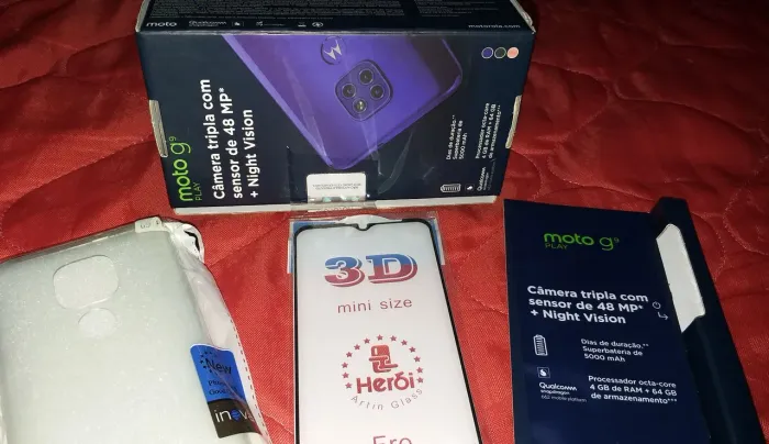 Caixa Para Celular Motorola G9 Play xT2083 Película de Brinde Exposição Vitrine ZN SP Ok 
