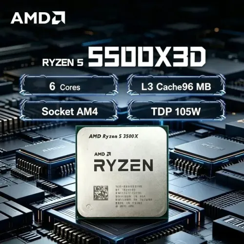 Processador Ryzen 5 5500X3D, 3.0GHz (4.0GHz Turbo), 6-Cores 12-Threads, AM4, Sem Cooler