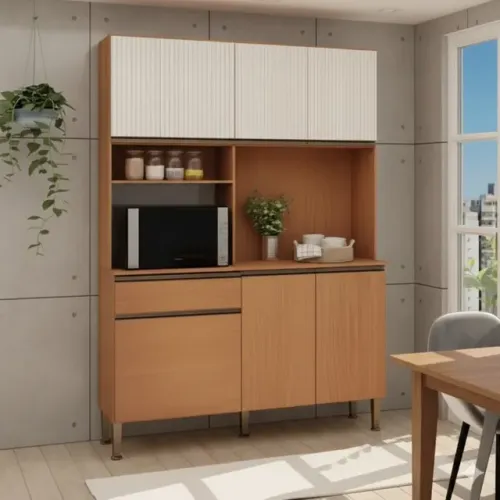 Armário de Cozinha Compacta Marina 100% Mdf Portas Frisadas