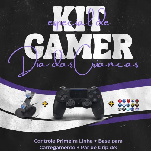 Kit Gamer - Controle Primeira Linha (ps4,PC,celular,tv) + Base para Carregamento + Grip