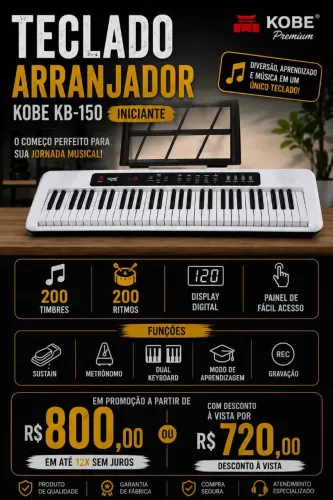 Teclado Kobe kb-150 arranjador 61 teclas 5/8 promoção