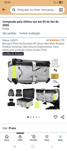 Baú em alumínio para moto