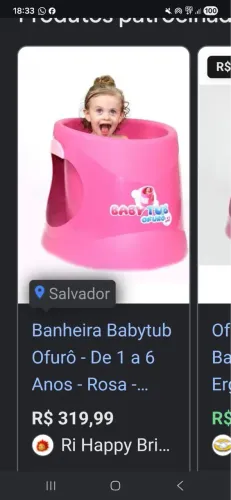 Banheira para criança Ofurô rosa, de 1 a 6 anos da Babytub. Por 200 reais...
