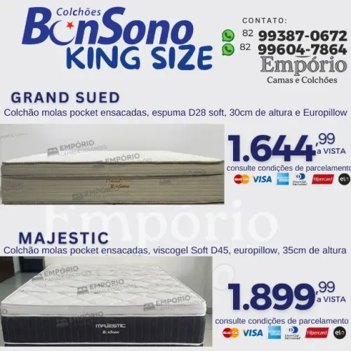Colchão king size Bonsono molas pocket ensacadas novos de fabrica