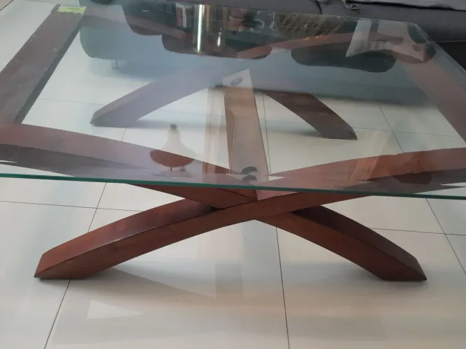 Mesa De Centro Madeira Manica c Vidro 1,5 M
