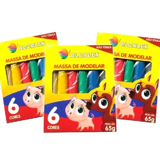 99 Cxs massinha de Modelar 6 cores 65g ALCALEX