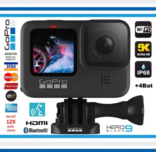 GoPro Hero 9 Black +4 Baterias+Acessórios, Vídeo 5K, Foto 20MP, Novíss, Bolsa, Gar, Troco!