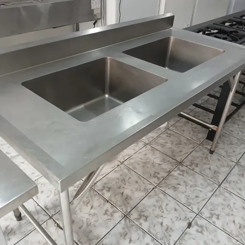 Pia dupla total inox medida 150X65