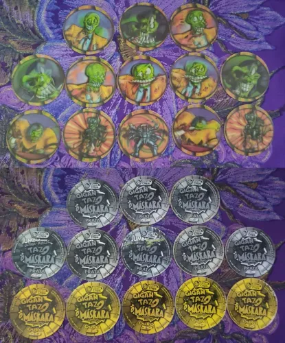 84 Tazos do Máskara 1998 Elma Chips(Contém Super,Ultra Magic e Gigan Tazos)