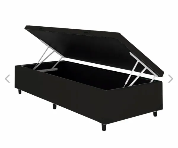 Cama box preta de camurça