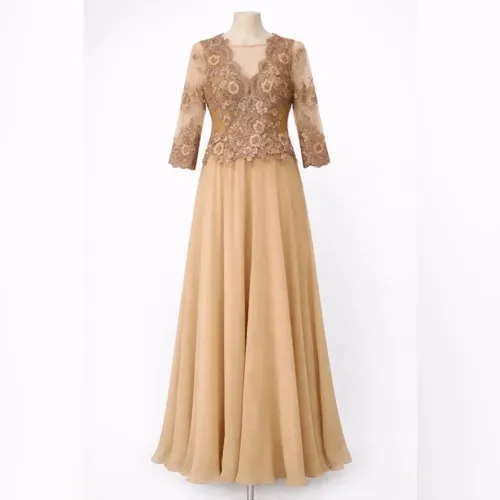Vestido de festa bordado cobre