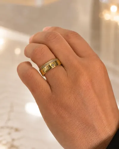 Par de Alianças Begerson, Diamantes Cravejados + Aparador Ouro Branco 18k ponto 30