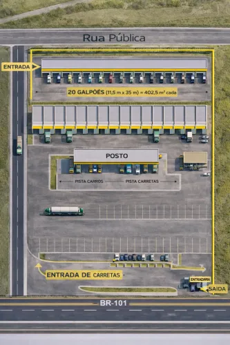 BR101 - ÁREA/TERRENO PRA POSTO de COMBUSTÍVEL RODOVIÁRIO C/ COND. DE GALPÃO LOGÍSTICO. 