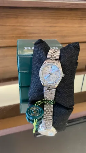 Relógio Rolex Cravejado Quartz Prata