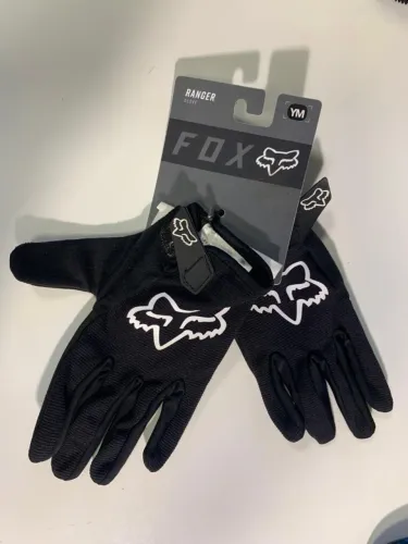 Luva Ranger Infantil Fechada Ciclismo Bike Criança - Fox preta YM
