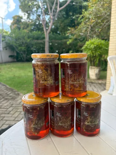 Favo com mel puro de abelha (pote de vidro)