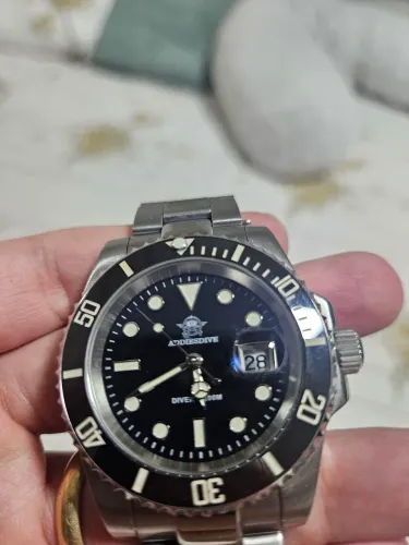 Relógio Addiesdive Diver Preto Aço 200m Completo c/ Case e Elos