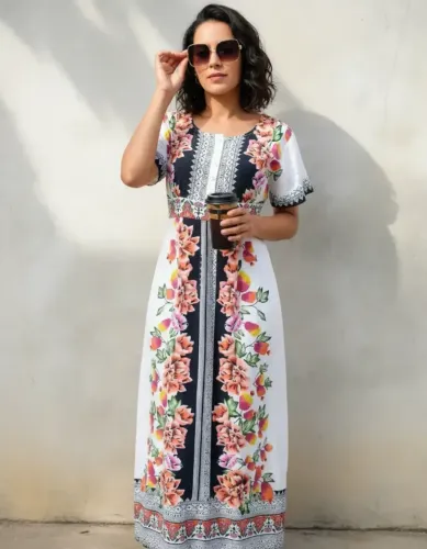 Vestido Indiano, Longo Viscose, veste bem 42,44