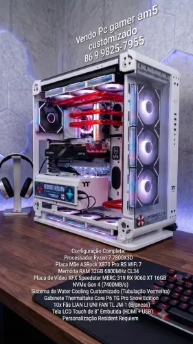 PC gamer com watercooler custom e customização do resident evil