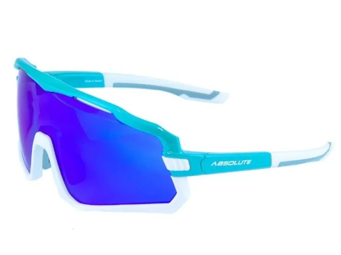 Óculos Ciclismo Absolute Wild Branco Lente Azul 400uv Polarizado Bike 6789
