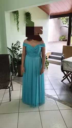 Vestido de festa longo azul thifany