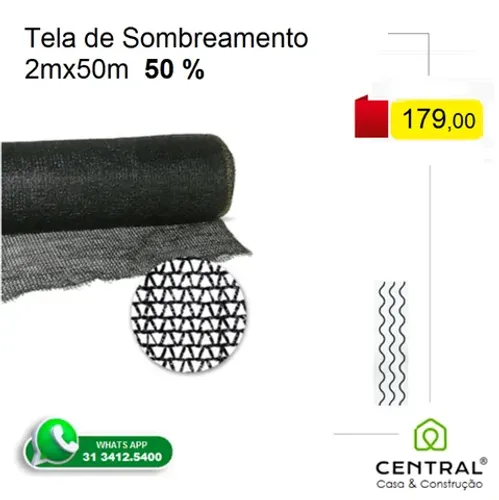 Tela de Sombreamento 2m x 50m x 50