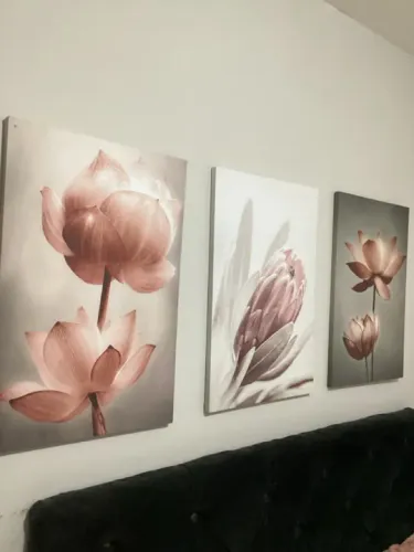 Conjunto de 3 Quadros Decorativos com Flores