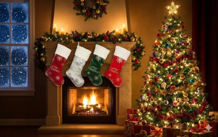 Meias Decorativas de Natal - Kit com 4 Unidades