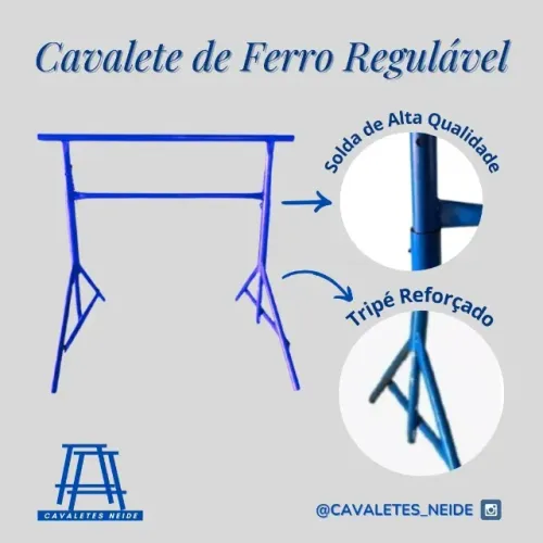 Kit 2 Cavaletes De Ferro Com Altura Ajustável