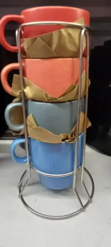 Jogo de xicaras para café ou chá . Com suporte para bancada .novo 