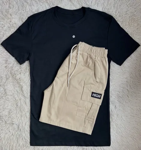 Kit Camisa Canelada e Bermuda cargo